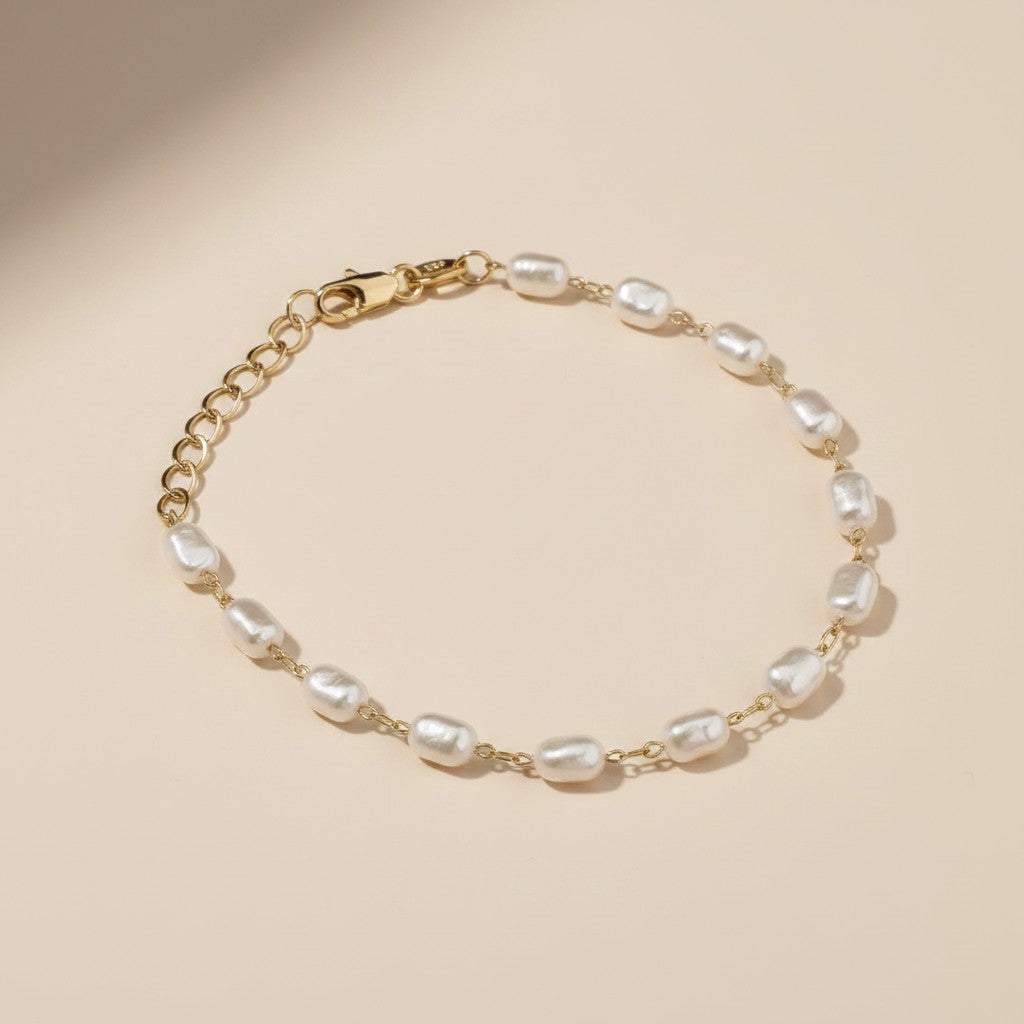 🤍 18k Gold Filled Baroque Pearl Bracelet — Each Pearl Its Own Moment. The Wrist, Considered