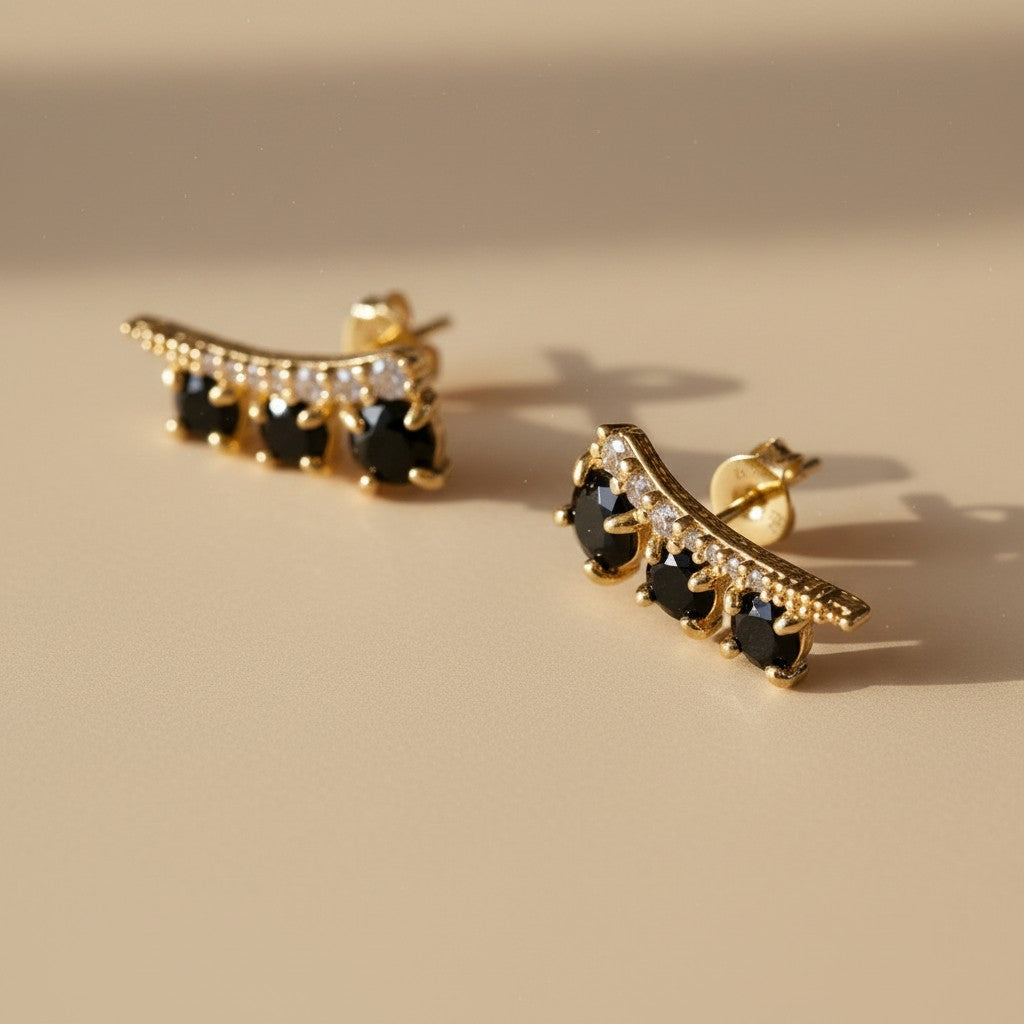 18k Gold Filled Triple Stone Ear Climber Earrings | True Craftsmanship