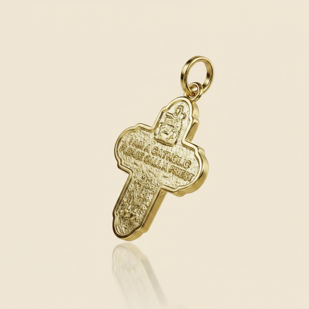 ✝️ 18k Gold Filled Catholic 4-Way Cross Pendant — Five Protections. One Pendant. Always With You.