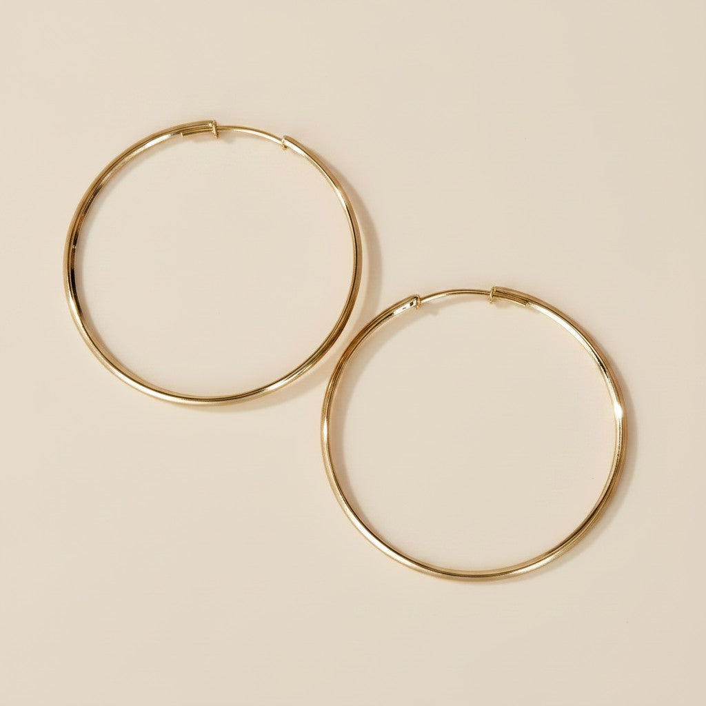 18k Gold Filled 50mm Hollow Continuous Hoop Earrings | Bold Everyday Statement
