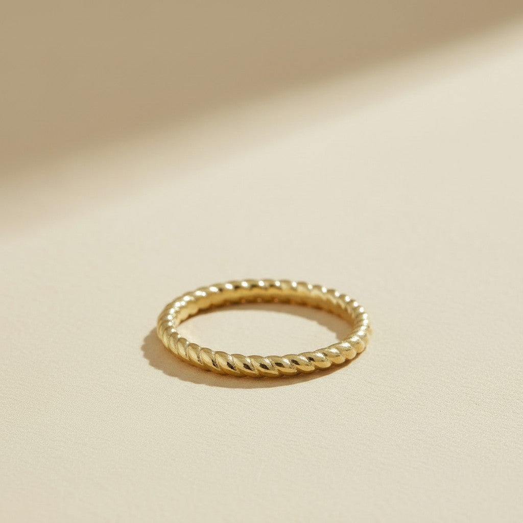 ✨ 18k Gold Filled Twisted Band Ring — The Rope Twist, Scaled to Its Most Elegant Width.