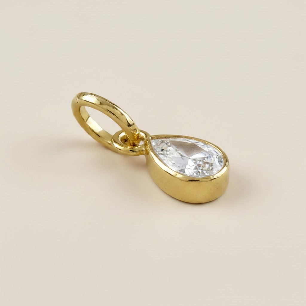 18k Gold Filled Birthstone Bezel Drop Charm | Personalized Sparkle