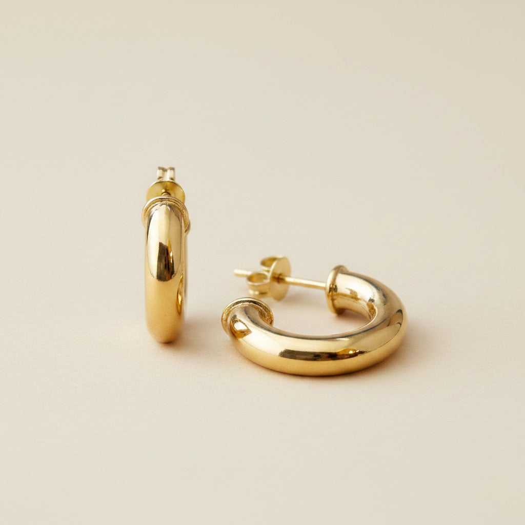 ✨ 18k Gold Filled Mini Chubby C-Hoop Earrings — The Rounded Tube, At Its Most Flattering Scale