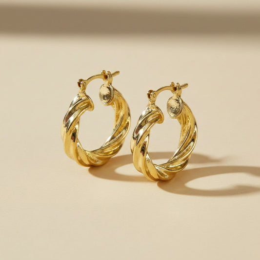 18k Gold Filled Twisted Hoop Earrings | Italian-Inspired Design