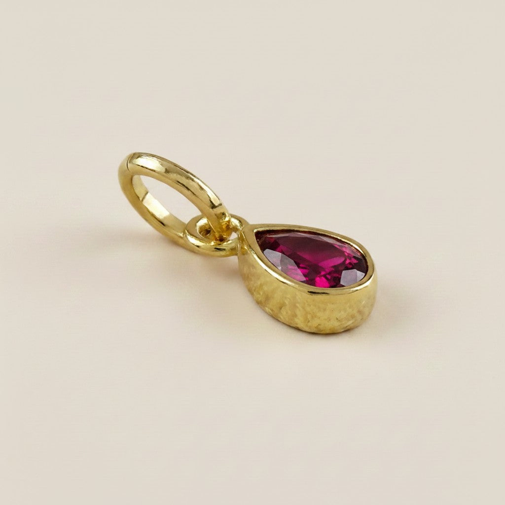 18k Gold Filled Birthstone Bezel Drop Charm | Personalized Sparkle