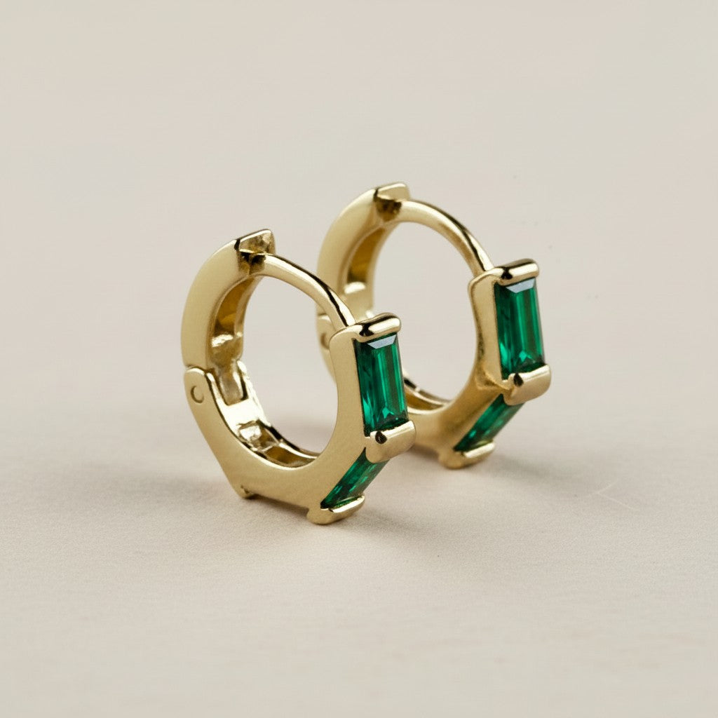18k Gold Filled Baguette CZ Clicker Hoop Earrings — One Elegant Shape. Three Brilliant Personalities