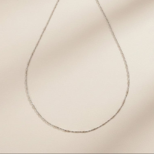 Sterling Silver Rhodium-Plated Singapore Chain — Where Light Meets the Art of the Twist