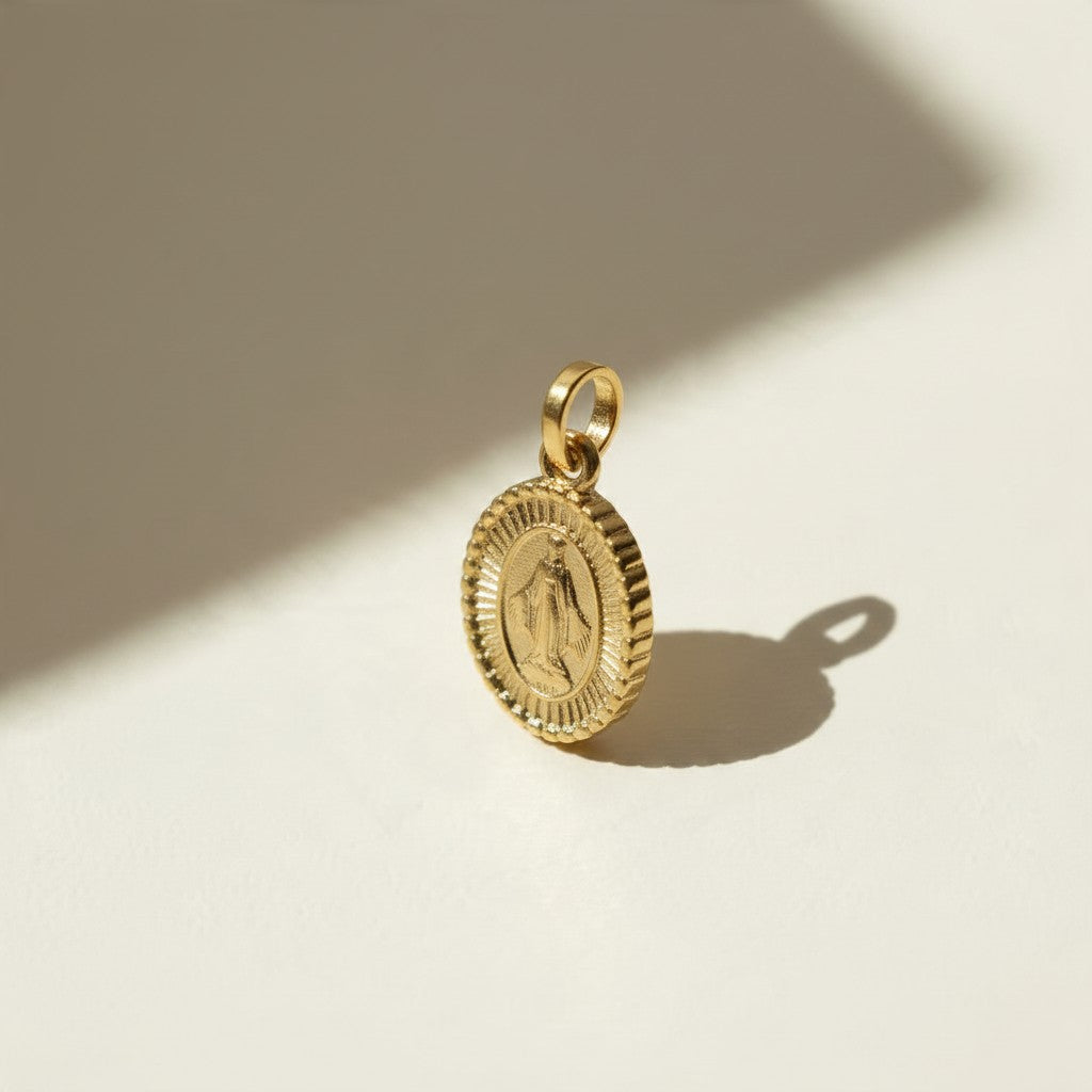 🕊️ 18k Gold Filled Our Lady of Grace Medal Pendant — Engraved Detail. Scalloped Border. A Devotional Piece Made to Be Worn Daily.