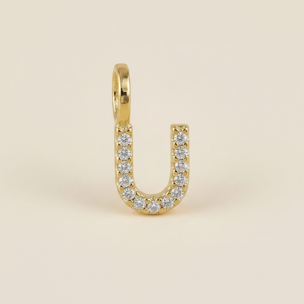 18k Gold Filled Initial Letter CZ Charm | Personalized Sparkle