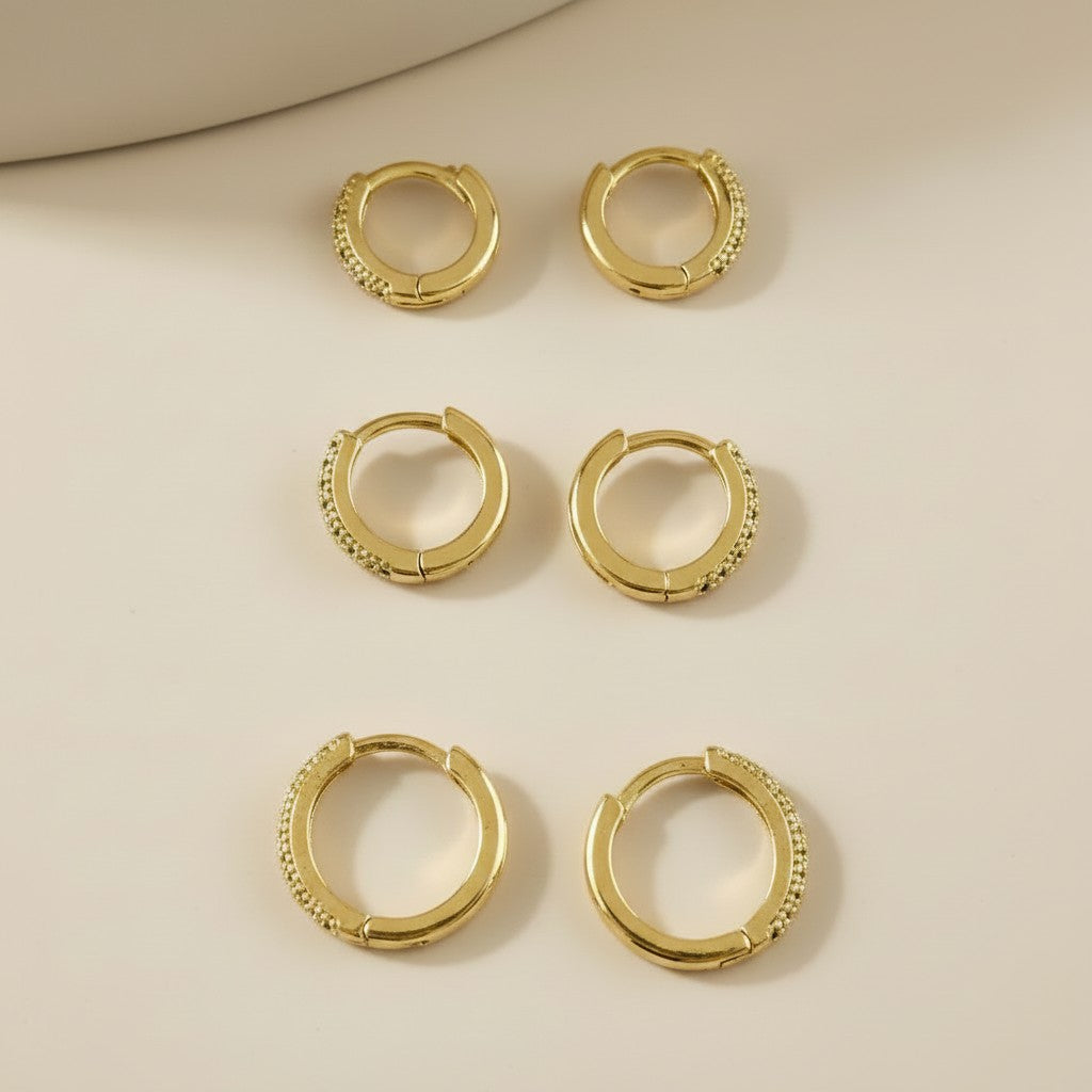 💜 18k Gold Filled Lilac CZ Hoop Trio — Three Sizes. One Color. A Complete Curated Ear.