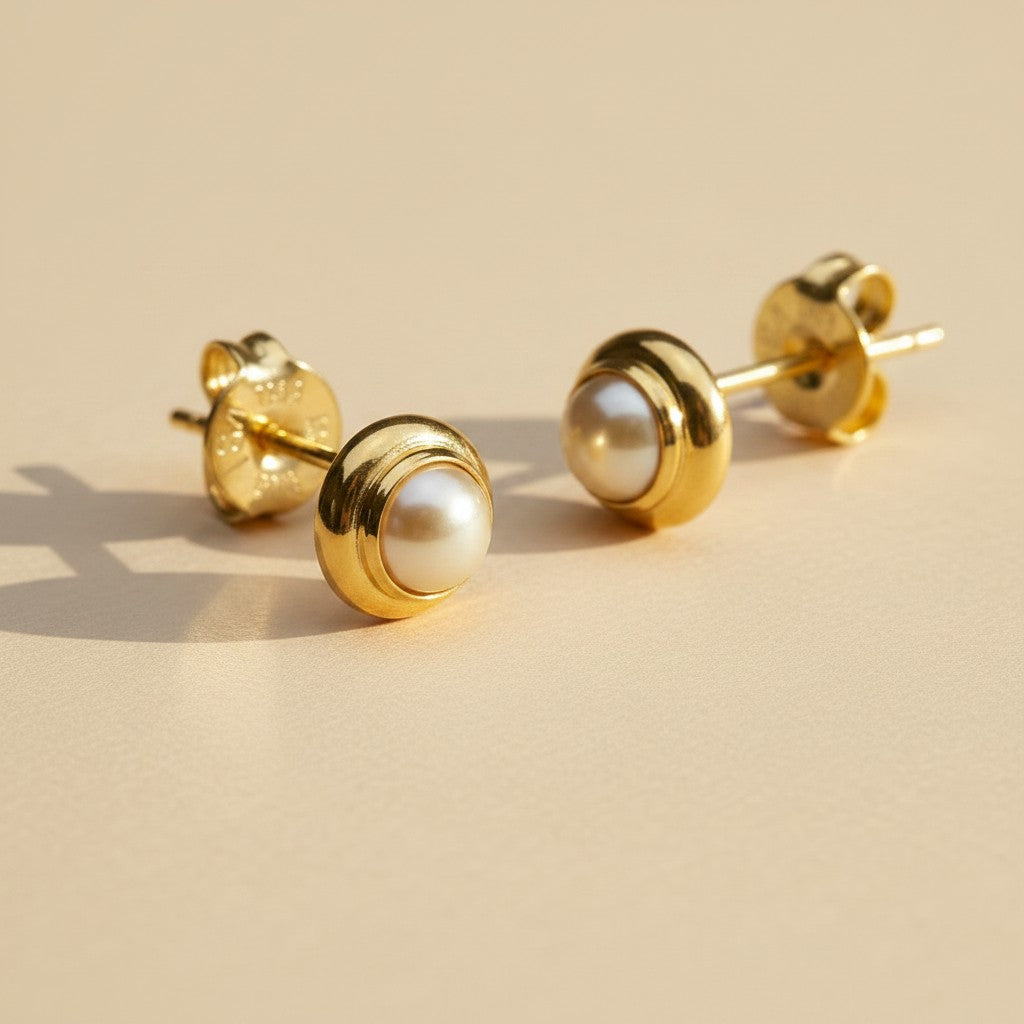 18k Gold Filled Korean Pearl Stud Earrings | Delicate Signature Style