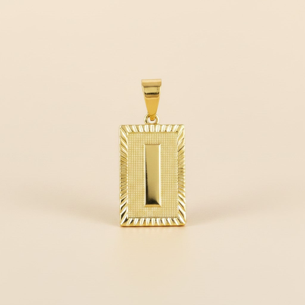 18k Gold Filled Vintage Diamond Cut Initial Plate Pendant | Personal & Timeless