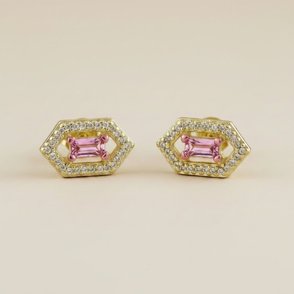 18k Gold Filled Baguette Birthstone Earrings | Personalized Sparkle