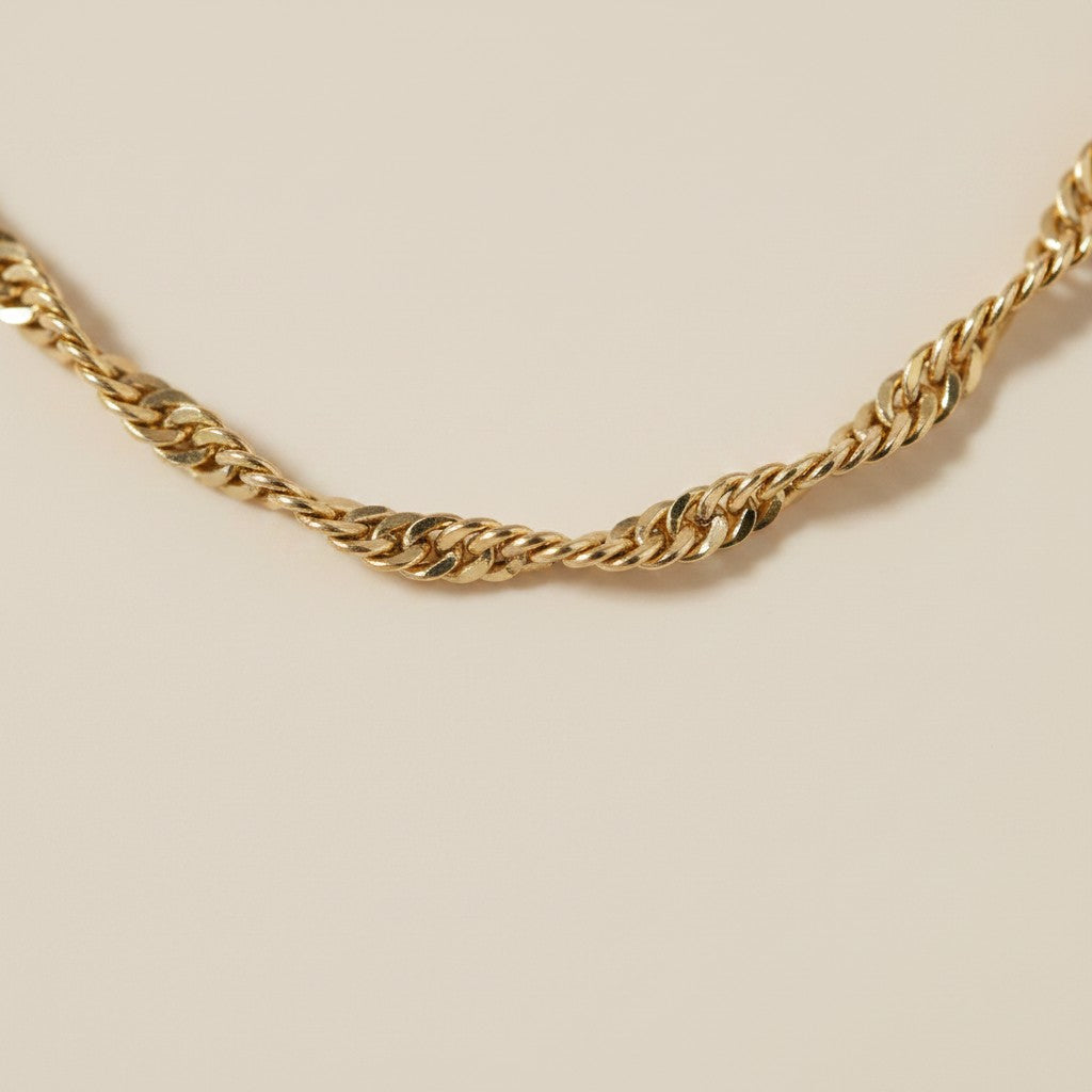 18k Gold Filled 1.7mm Singapore Chain Necklace | Classic Elegance