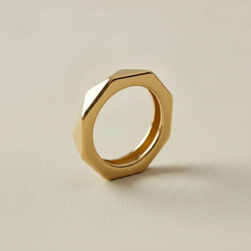 18k Gold Filled Faceted Band Ring