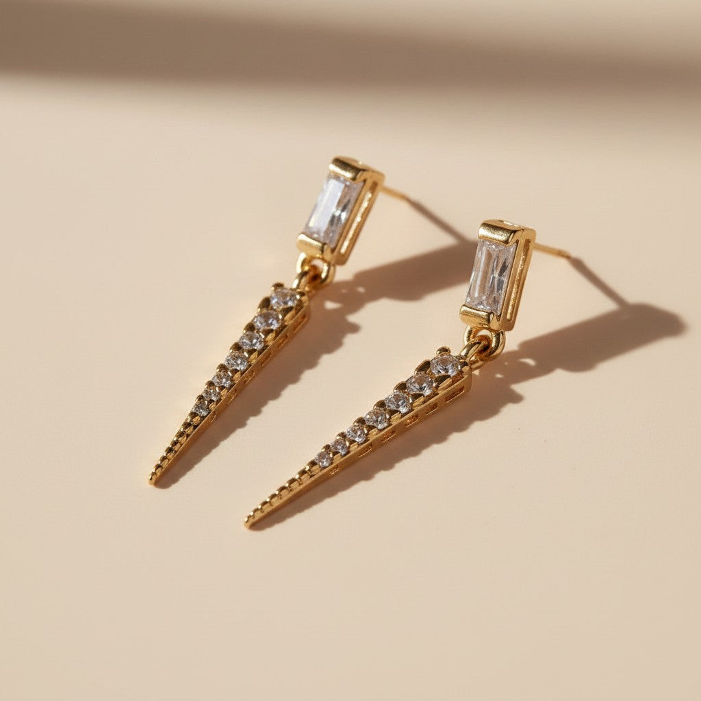 ✨ 18k Gold Filled CZ Chandelier Earrings — Two Tiers. Fully Set. Completely Dazzling.
