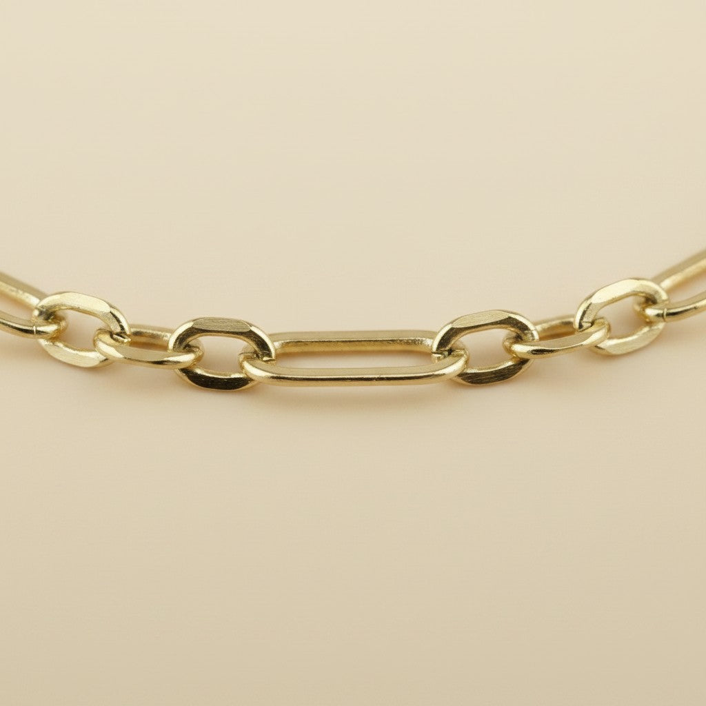 18K Gold Filled 3x1 Alternated Paperclip Bracelet
