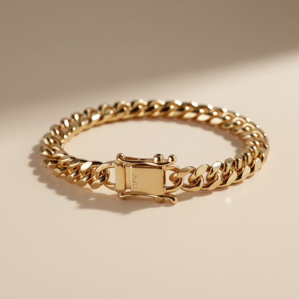 Chunky Cuban Link Bracelet - 7mm Thick Chain with Secure Box Lock