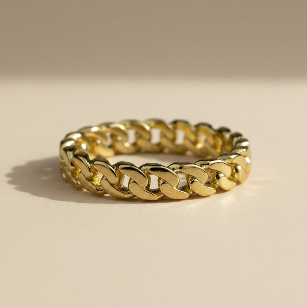 18k Gold Filled Cuban Chain Ring | Sleek & Sophisticated