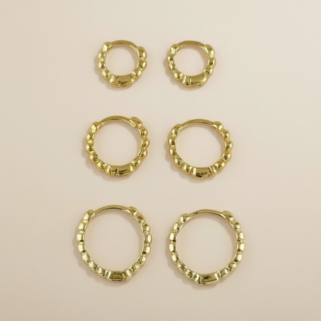 Beaded Clicker Hoop Earrings for Women - Small Gold Hoops