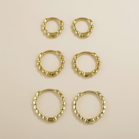 Beaded Clicker Hoop Earrings for Women - Small Gold Hoops