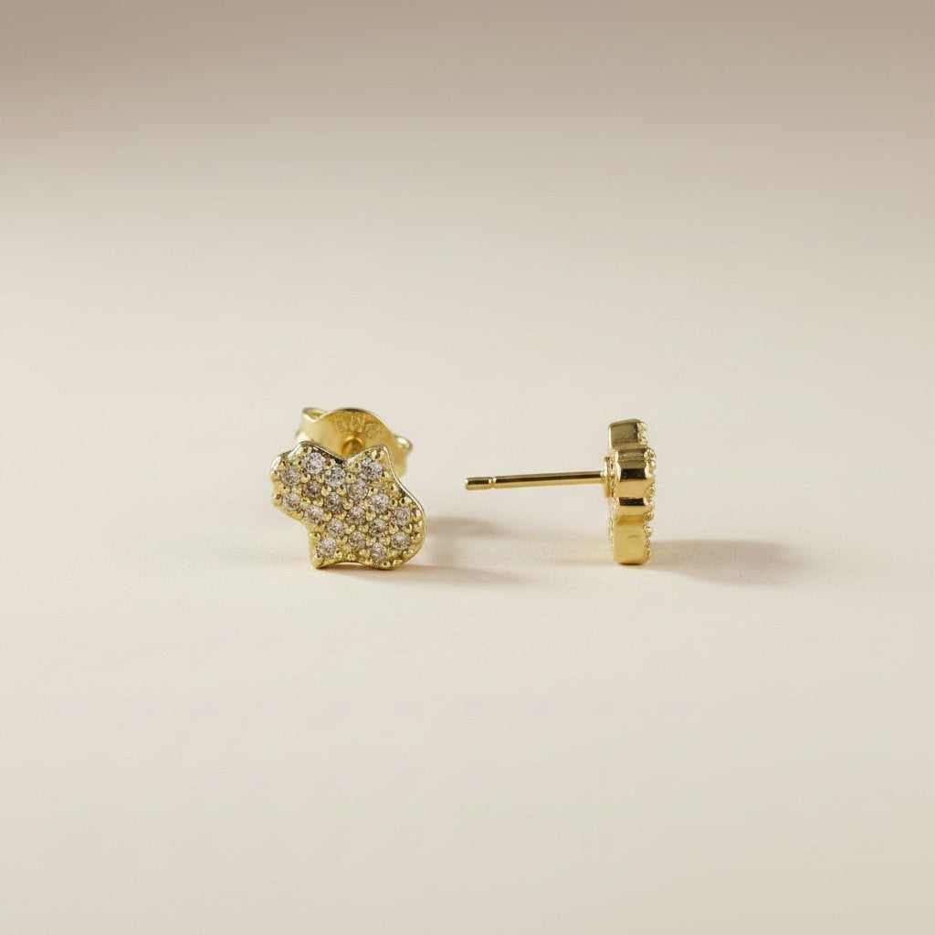 18k Gold Filled Pavé CZ Hamsa Stud Earrings — Protection. Sparkle. Both Ears.