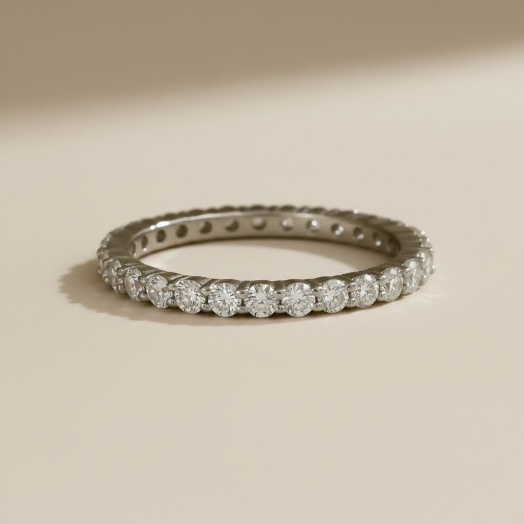 💎 .925 Sterling Silver Moissanite Eternity Band — GRA Certified. Continuous Sparkle. Everlasting.