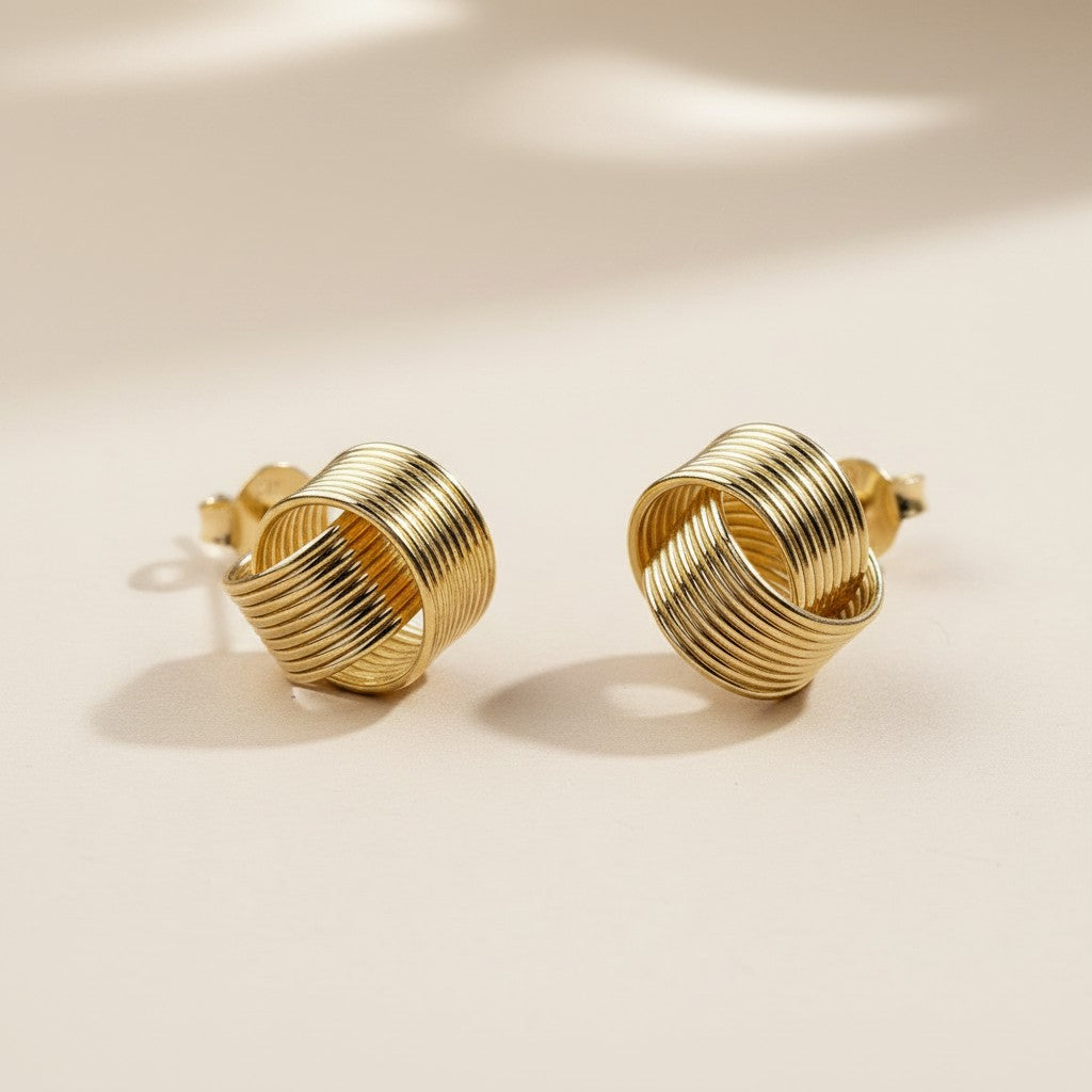 ✨ 18k Gold Filled Wire Knot Stud Earrings — Multiple Strands. One Knot. Endlessly Intricate.