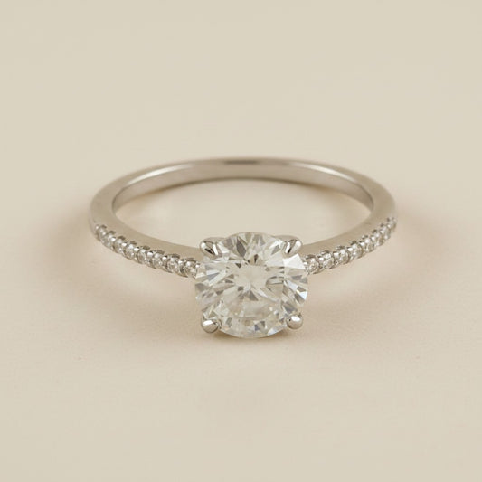 💎 .925 Sterling Silver Moissanite &amp; CZ Band Solitaire Ring — 1.0ct Certified Center. Sparkling Band. Made to be Worn.