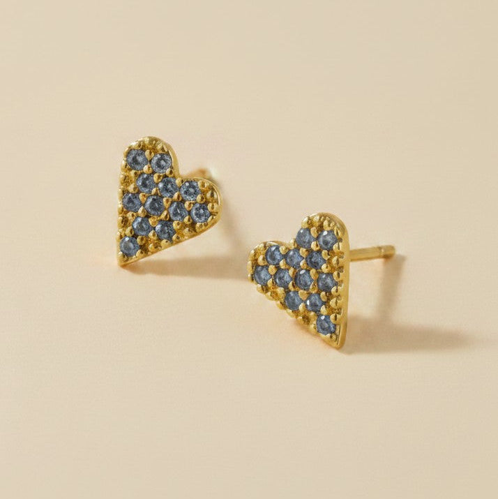 💖 18k Gold Filled Colored CZ Heart Stud Earrings — Five Colors. One Tiny Heart. All the Feeling.
