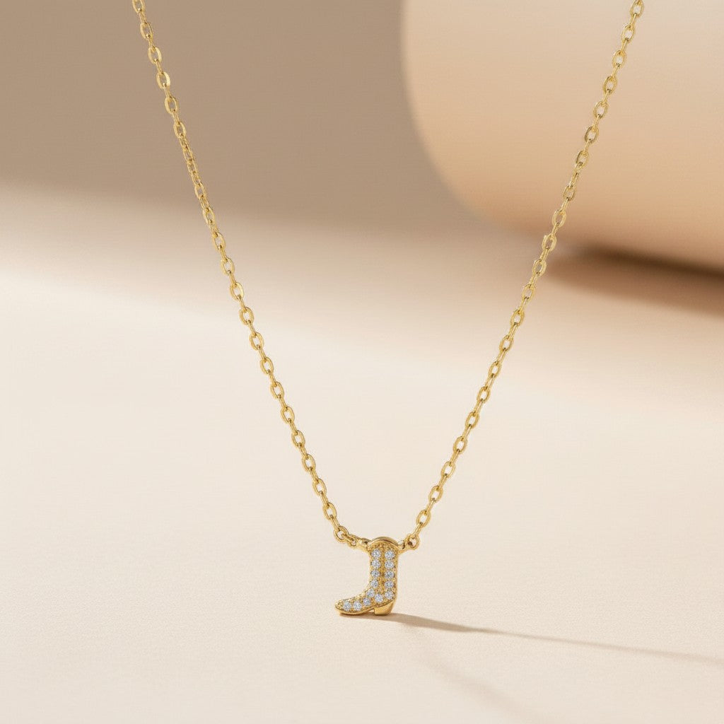 18k Gold Filled Pavé CZ Cowgirl Boot Necklace — A Little Wild, A Little Sparkly, Entirely You