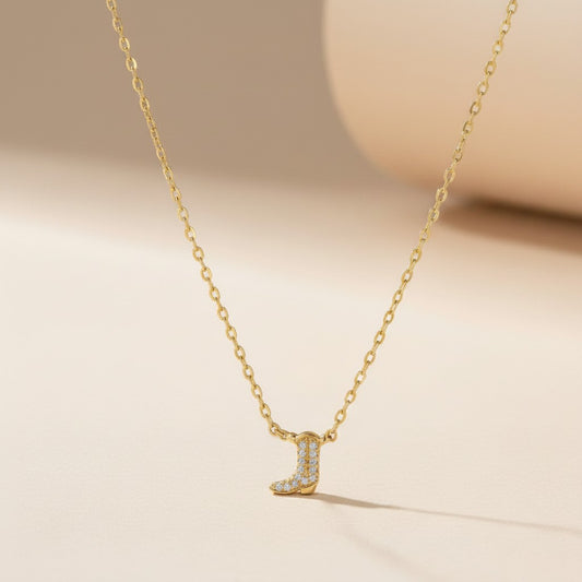 18k Gold Filled Pavé CZ Cowgirl Boot Necklace — A Little Wild, A Little Sparkly, Entirely You