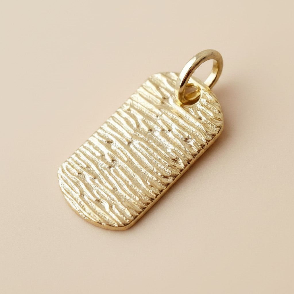 18k Gold Filled Textured Dog Tag Pendant | Modern Classic