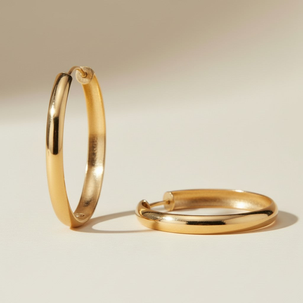 40mm Hollow Continuous Hoop Earrings for Women - Lightweight Statement Hoops, Hypoallergenic & Waterproof