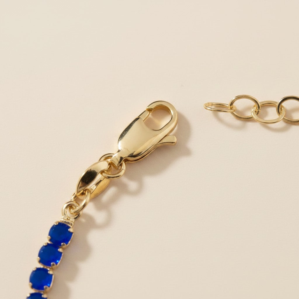 💙 18k Gold Filled Royal Blue CZ Tennis Bracelet — A Continuous Line of Vivid Color.
