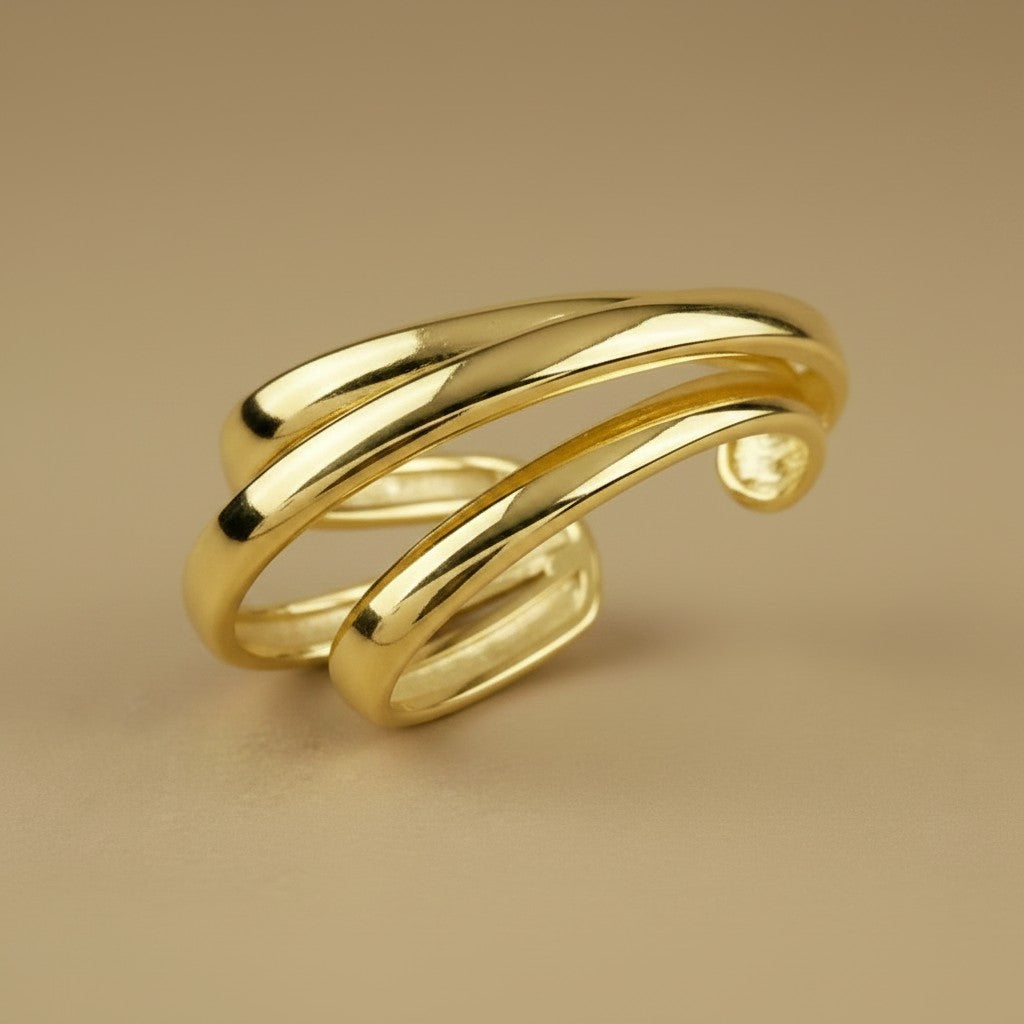18k Gold Filled Three-Line Ear Cuff | No Piercing Required