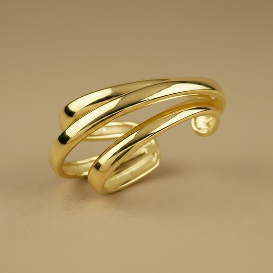 18k Gold Filled Three-Line Ear Cuff | No Piercing Required