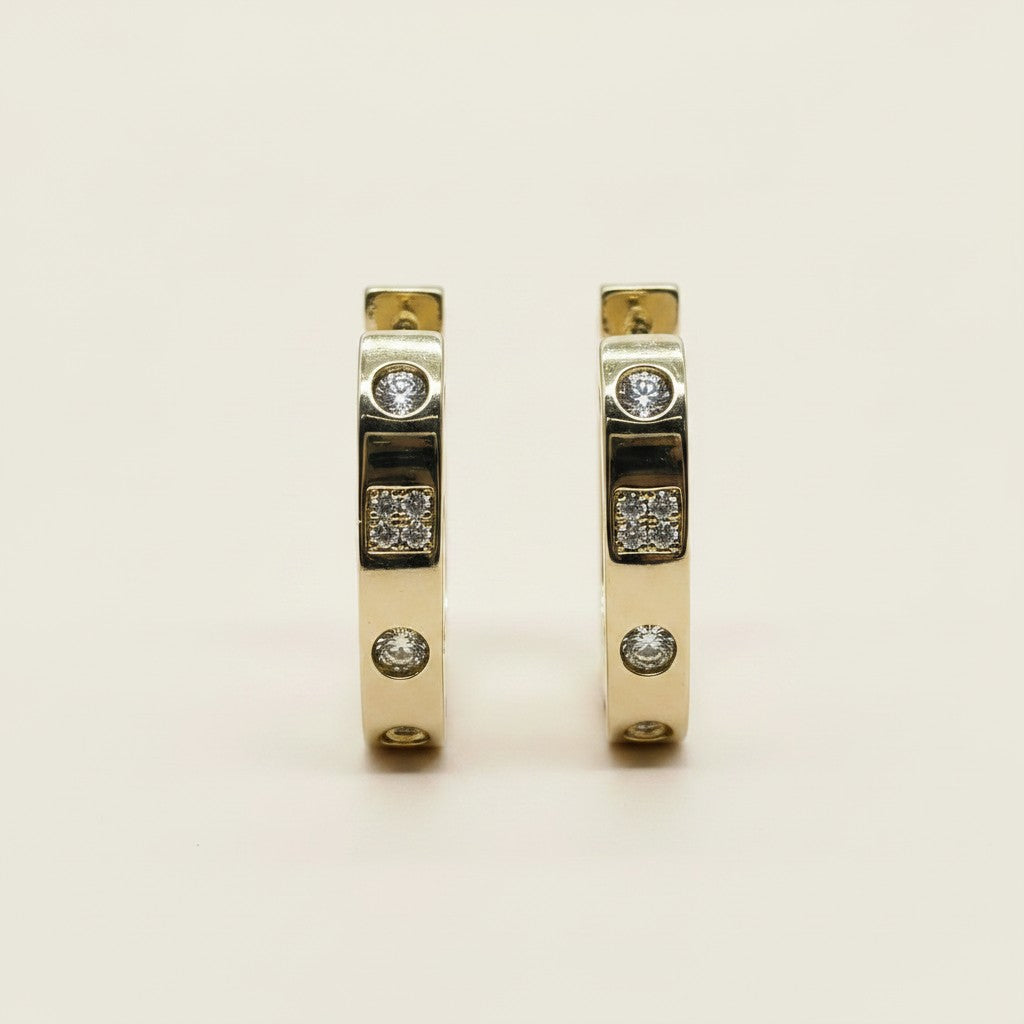 18k Gold Filled Large Rectangular Clicker Hoop Earrings | Modern Sparkle