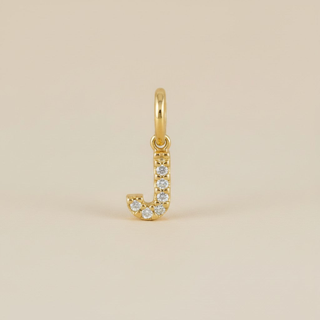 18k Gold Filled Initial Letter CZ Charm | Personalized Sparkle