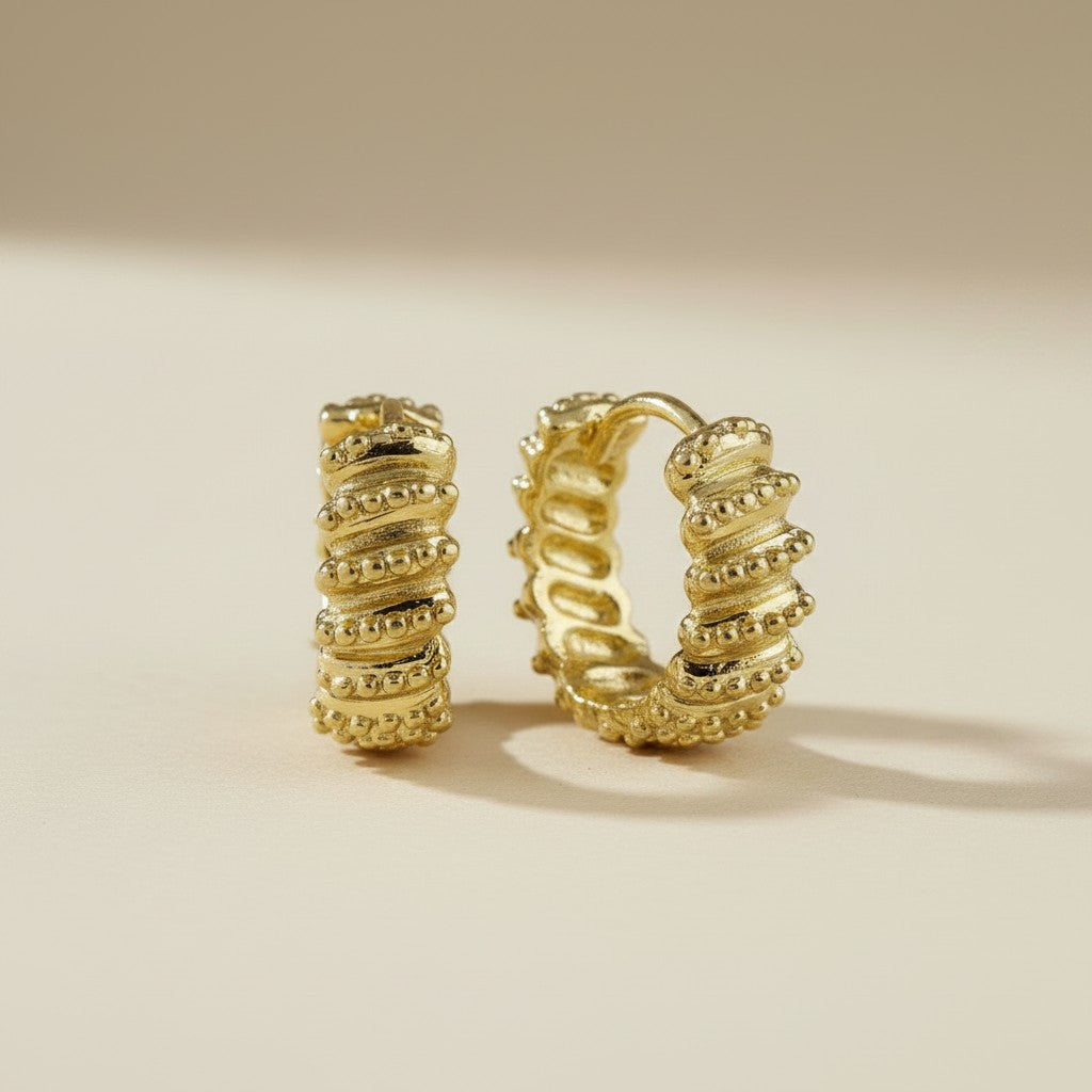 18k Gold Filled Ribbon Texture Huggie Earrings — The Huggie That Does More Than Hug