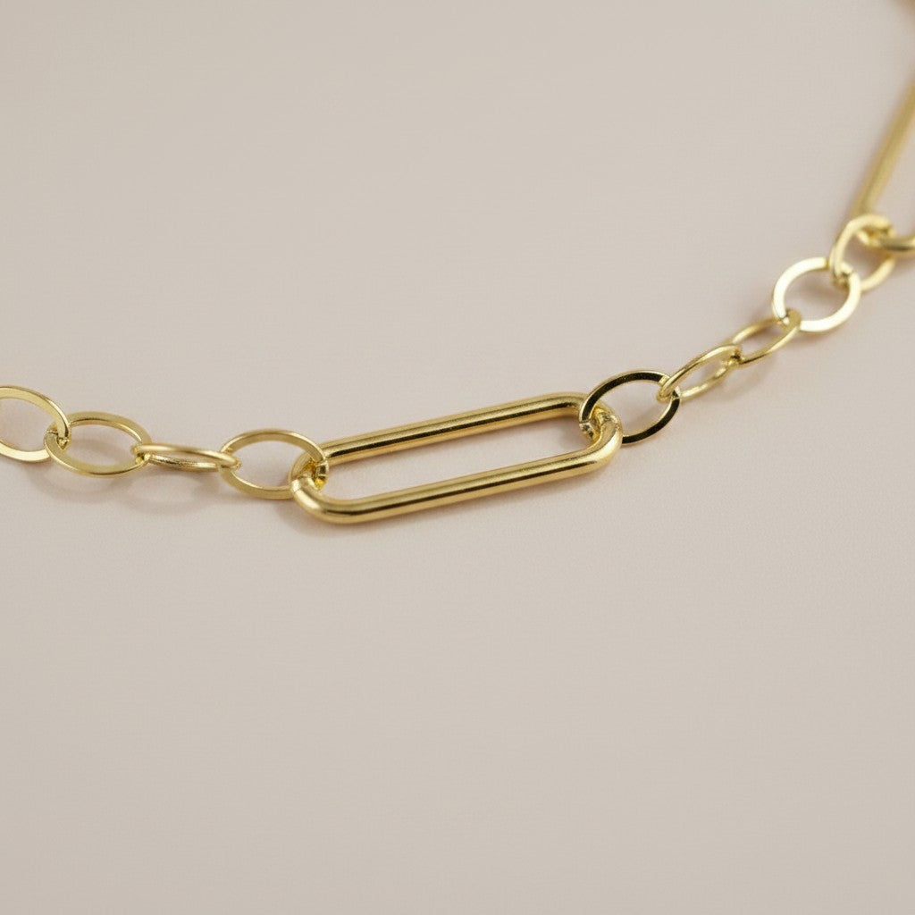 💛 18k Gold Filled Paperclip; Links Chain Bracelet — Two Textures, One Perfectly Balanced Wrist