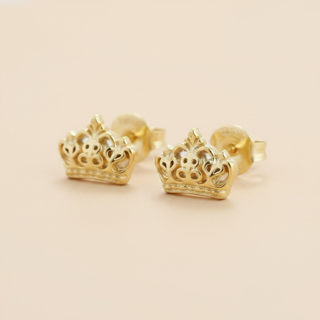 18k Gold Filled Crown Stud Earrings | Wear Your Confidence