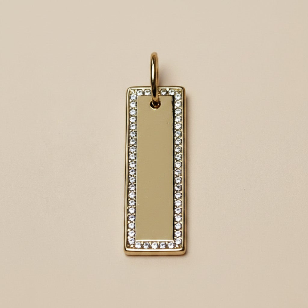 ✨ 18k Gold Filled CZ Bar Pendant — A Wide Bar. A Single Sparkling Edge. Understated Glamour.