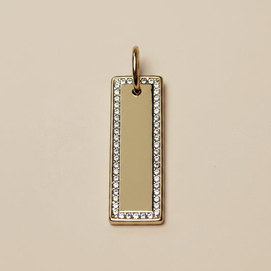 ✨ 18k Gold Filled CZ Bar Pendant — A Wide Bar. A Single Sparkling Edge. Understated Glamour.