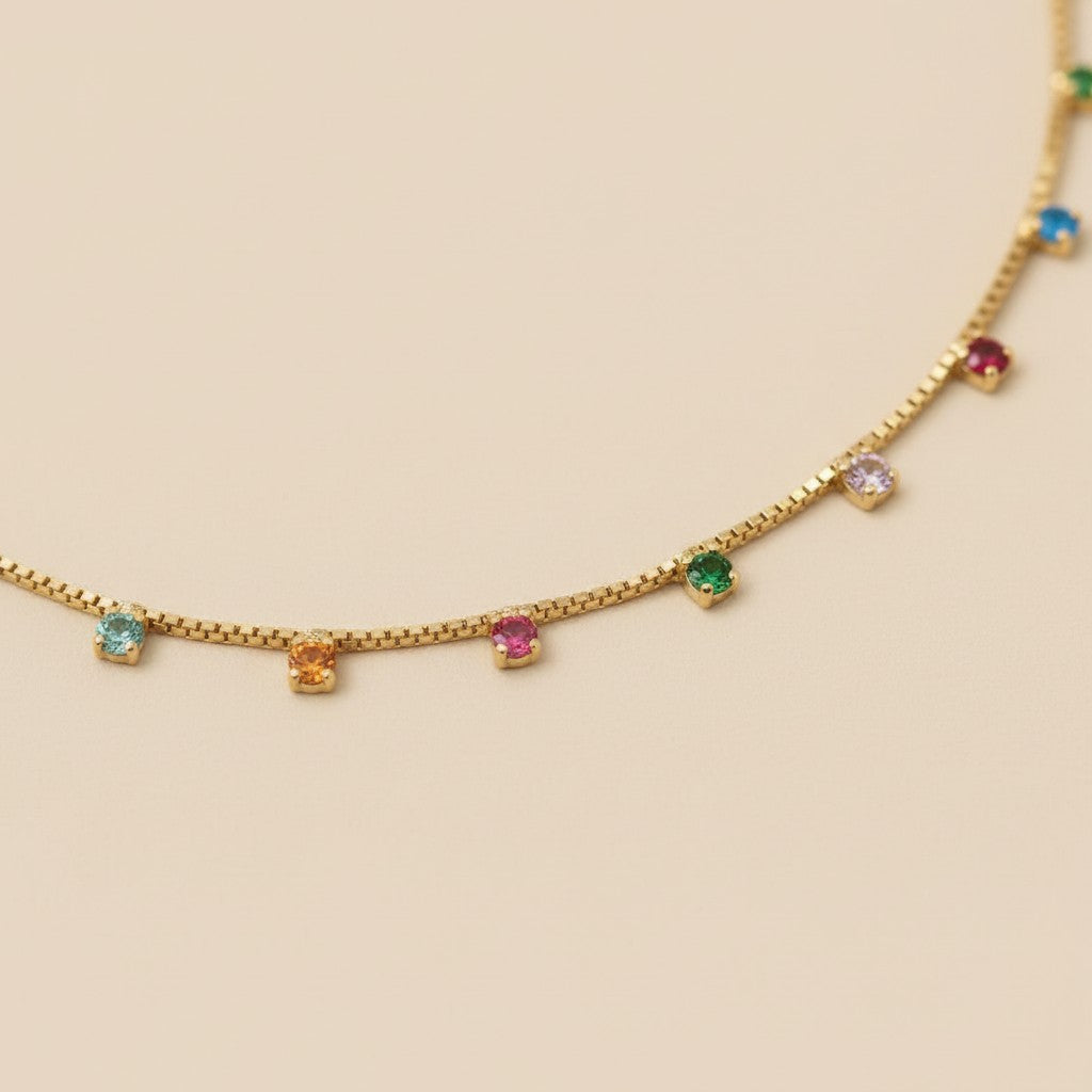 Cubic Zirconia Necklace for Women - Colorful CZ Stone Jewelry