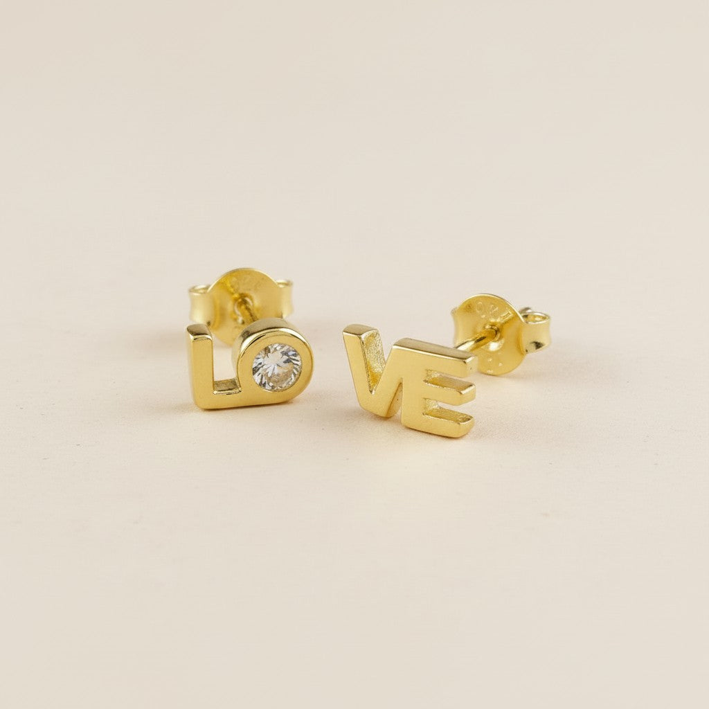 18k Gold Filled CZ LO-VE Stud