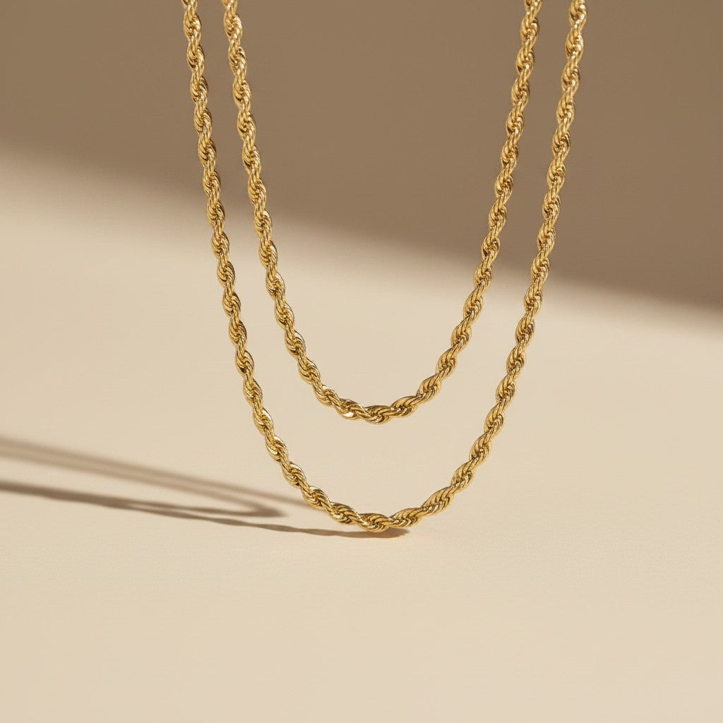 18k Gold Filled 3.0mm Rope Chain Necklace | Bold Classic Style