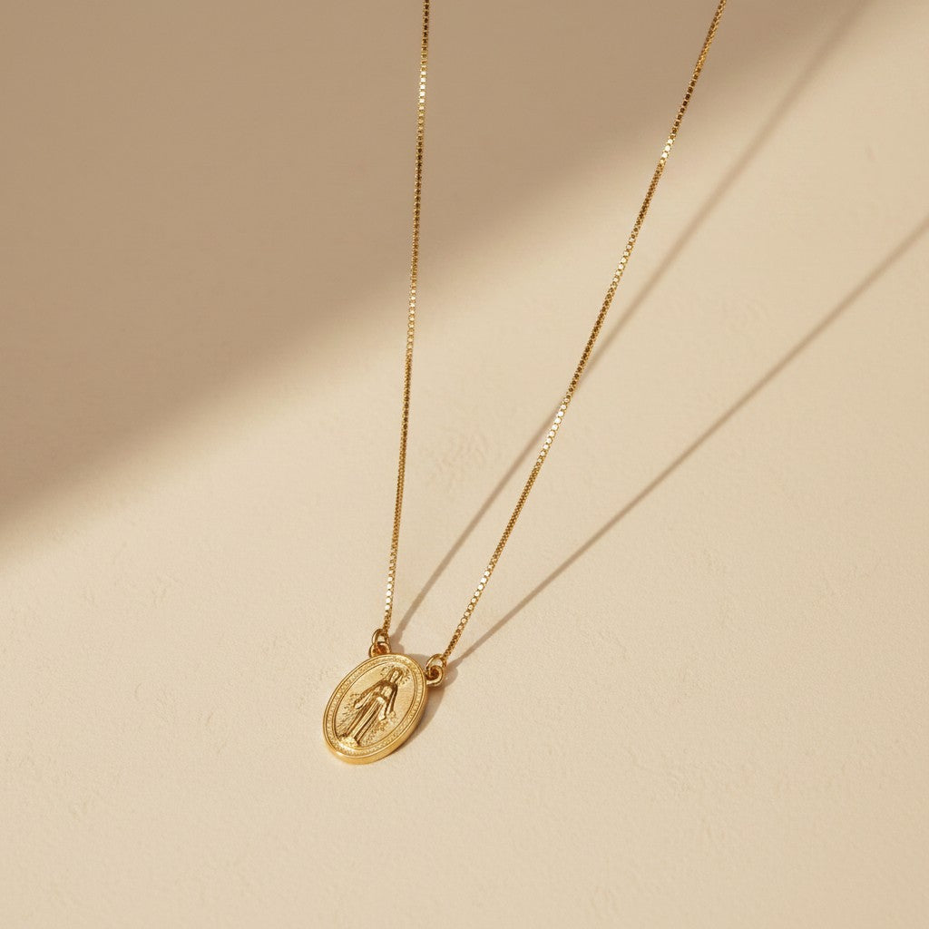 🙏 18k Gold Filled Lady of Grace Double-Sided Medal Necklace — Both Sides of Devotion. A Complete Marian Necklace.
