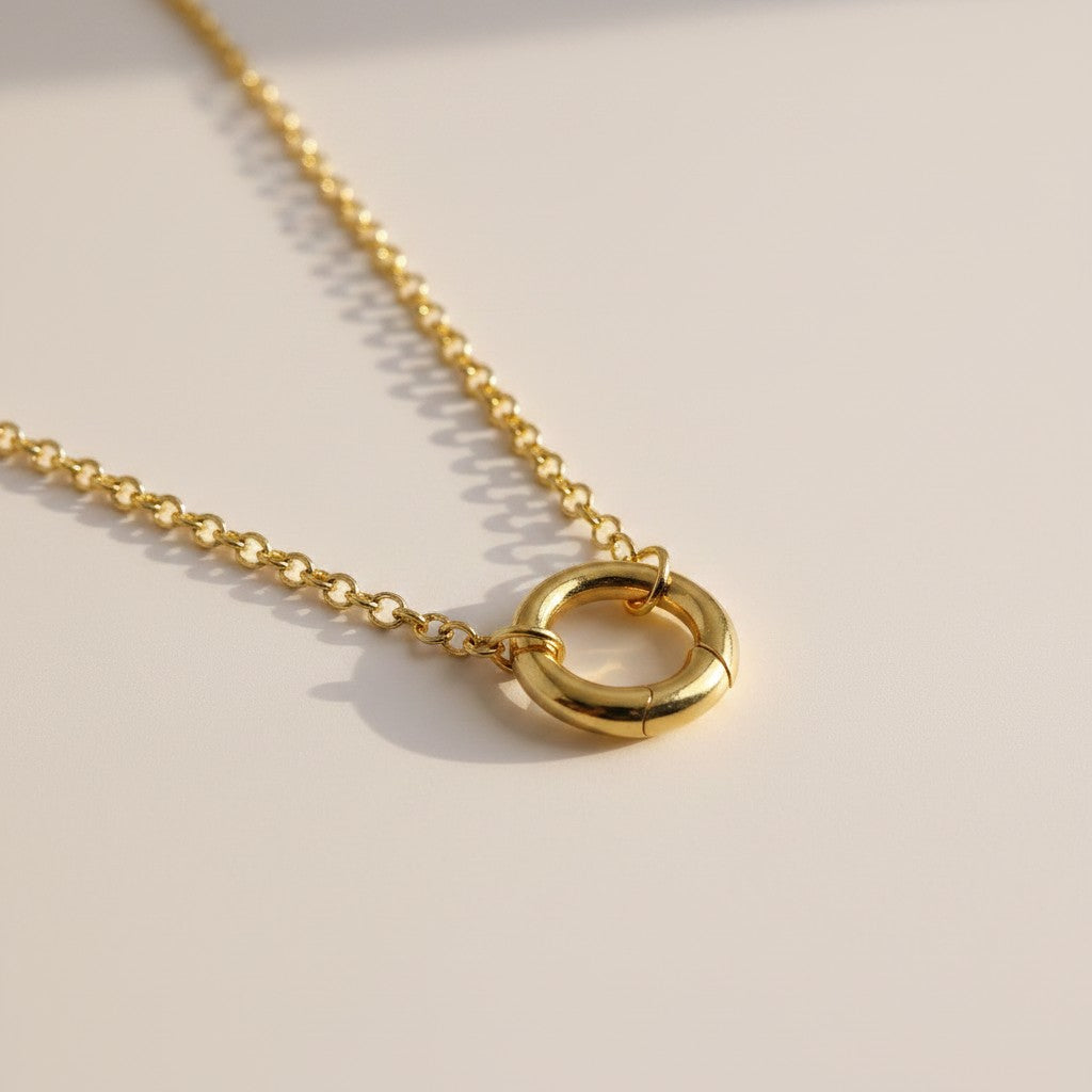 18k Gold Filled Rolo Chain Necklace with Carabiner Clasp | Layer & Personalize