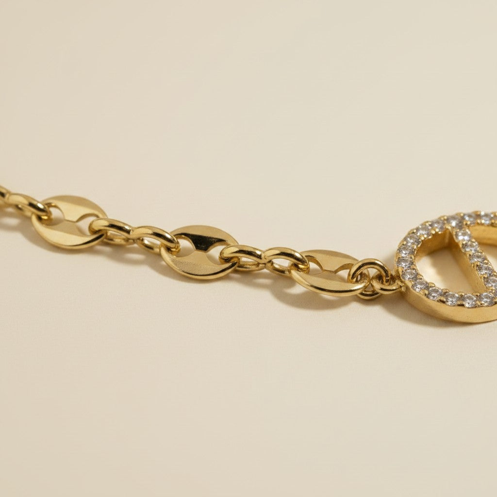 ⚓ 18k Gold Filled CZ Mariner Necklace — The Anchor Chain, Elevated by One Perfect Stone